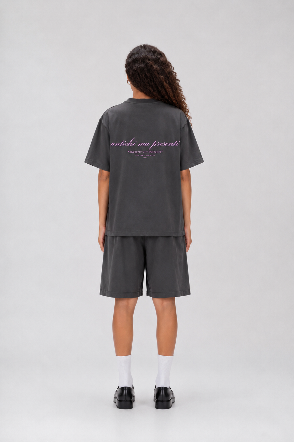 ANCIENT YET PRESENT BAGGY DARK GREY SHORTS