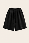 ANCIENT YET PRESENT BAGGY BLACK SHORTS