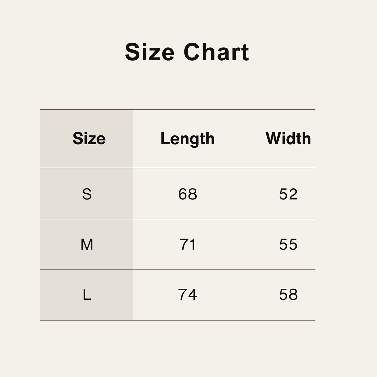 FARAONE1447 size chart