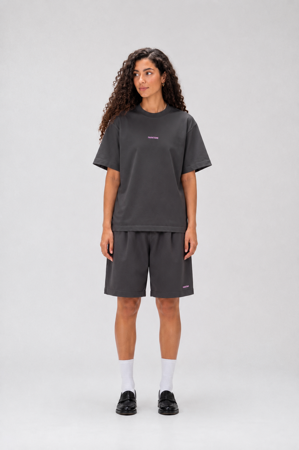 ANCIENT YET PRESENT BAGGY DARK GREY SHORTS