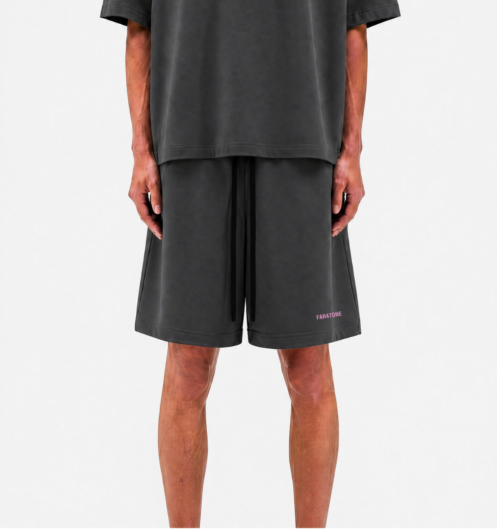 ANCIENT YET PRESENT BAGGY DARK GREY SHORTS