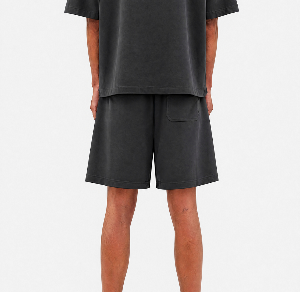 ANCIENT YET PRESENT BAGGY DARK GREY SHORTS