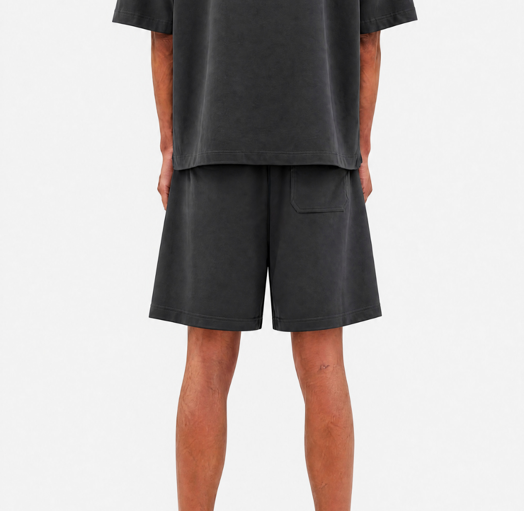 ANCIENT YET PRESENT BAGGY DARK GREY SHORTS